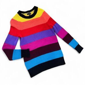 AQUA Cashmere Rainbow Stripe Cashmere Knit Sweater